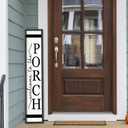Welcome To The Porch Sign For Front Porch Standing 45"X9" Wood Frame Large Vertical Tall Board Welcome Sign for Home Outside Front Door Wall Decor (Black)