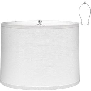 Lamp Shades Set of 1. . . Drum Lamp shadesFits Harp-Style Bedside & FloorEasy Assembly(Ships Rolled Flat) (White - Pack of 1, Medium)
