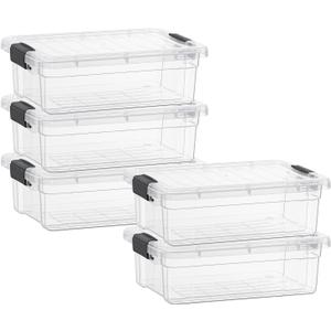 Superio Clear Storage Boxes with Lids, 4.5 Quart Plastic Container Bins for Organizing, Stackable Crates, BPA Free, Non Toxic, Odor Free, Organizers for Home, Office and Dorm, 5 Pack