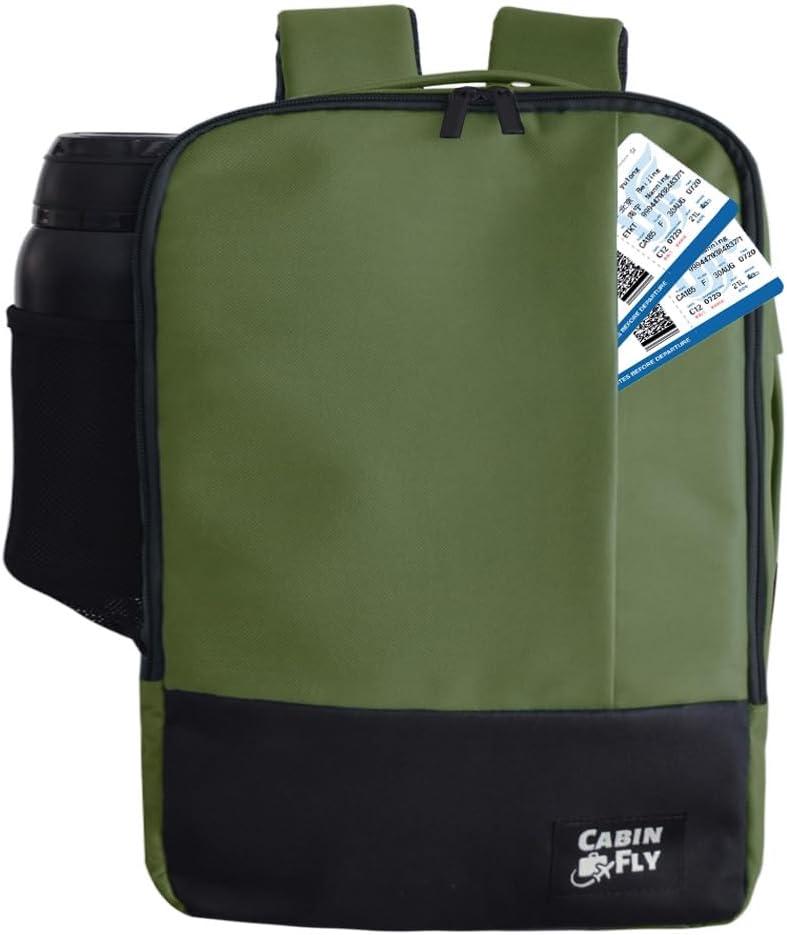 Bellanca Air Canada And WestJet Personal Item Size Backpack Under Seat Carry-on Bag Flair Airlines Hand Luggage (Khaki, 16x12x6In)