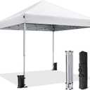 10x10 Pop Up Canopy, Portable Instant Canopy Tent with Carry Bag, 4 Sandbags and 8 Stakes for Outdoor Events, Parties & Camping - White