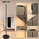 90-Degree Foldable LED Torchiere Floor Lamp, Super Bright 30W 3000LM, Remote Control with Stepless Dimming & Color Temperature Adjustable, Standing Lamp for Living Room, Bedroom, Office Black