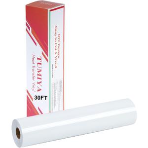 TUMIYA HTV Heat Transfer Vinyl Rolls - 12 x 30 Ft HTV Vinyl, White Iron on Vinyl DIY Design for T-Shirt (White)