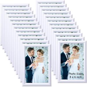 Redbaker 24 Pcs Picture Frames Bulk Simple Designed Modern White Photo Frames for Pictures with Resin Glass for Wall Mount Tabletop Display Home Office Hotel Decoration(4 x 6 Inch)