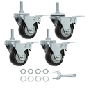 Finnhomy Stem Caster Wheels 2 Inch Heavy Duty Threaded Swivel Casters 1/4" - 20 x 1 with Brake Set of 4 for Wire Shelve Wheel Anti-wear Smooth Casters, Black