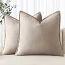 MIULEE Decorative Linen Pillow Covers 18x18 Inch Natural Linen Boho Farmhouse Neutral Couch Throw Pillows for Bed Pack of 2 Accent Modern Pillowcase Sofa Livingroom Home Decor