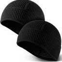 2 Pcs Winter Beanie Skull Cap for Men Loose Thermal Skull Cap Warm Winter Fleece Hat for Outdoor Sports (Black)