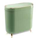 Bathroom Trash Can with Lid 3.2 Gallon Narrow Trash Can Small Plastic Trash Bin 12 Liter with Press Type Lid for Bedroom Bathroom, Mint Green