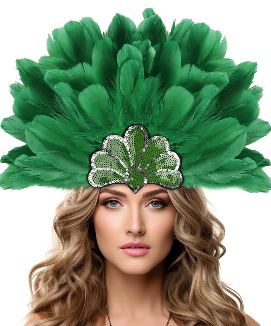 HOMELEX Women's Black Feather Headpiece Carnival Caribbean Headdress Showgirl Accessories