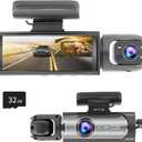 1080P Dual Camera Dash Cam for Cars, Driving Recorder with IR Night Vision, Loop Recording, Wide Angle Lens - 3.16 Inch IPS Screen,Parking Mode, Car Camera with 32GB TF Card