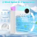 Portable Air Conditioners, Mini AC Unit Cooling Fan for Bedroom,1200ML Small Air Cooler Fans with Remote, 3 Mist,3 Speed,8 Light,2-8H Timer Personal AC Portable for Office Camping Car Desk(White)