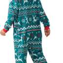Giggling Getup Matching Pajamas for Couples, Christmas Pajamas for Women and Men, Hooded Zipper Warm Jumpsuits, 1Pcs (Large, Green)