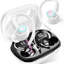 Jesebang Wireless Earbuds, Bluetooth 5.3 Headphones, 2024 Wireless Earphones HiFi Stereo Sound with ENC Mic, Sport Headsets in Ear EarHooks for Running, 40H Dual LED Display, White