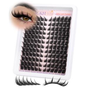Lash Clusters Fox Eye Spikes Eyelash Extension Wispy Manga Cluster Eyelashes Fairy Spiky Cluster Eyelash Extensions 144Pcs Cat Eye Individuals Lashes Long DIY Volume Anime Lash Extension