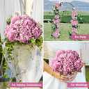 Artificial Flower Fake Silk Hydrangea Heads Bouquet with Stems Bulk for Fall Decoration Table Center Christmas Indoor Outdoor Faux Floral Realistic with Leaves Plants Crafts 8PCS (Pink)