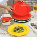 Berglander Plastic Plates Set of 12 Pieces 10", Mutil Color Reusable and Unbreakable Flat Dinner Plates, Salad Plates, Pasta Bowls, Dishes Set Easy to Carry for Home, Garden, Picnic, Camping