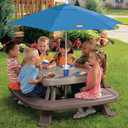 Little Tikes Fold 'n Store Picnic Table with Market Umbrella, Brown (632433M), Onesize