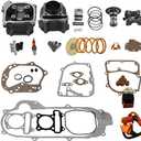 GY6 Cylinder Rebuild Kits Trkimal Upgrade 50mm Big Bore Kit Cylinder head assemble 69mm valve sets for 49CC 50CC 139QMB Moped Scooter Engine, Racing Performance CDI Ignition Coil Spark Plug Clutch etc (69mm valve length)