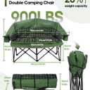 Padded Double Camping Chair Loveseat Oversized Camping Couch, Green