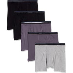 Amazon Essentials Men's Underwear Boxer Briefs, Comfortable Cotton, 4X-Large Big, Black/Charcoal/Grey