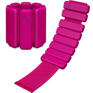 Sportneer Wrist & Ankle Weights for Women Men - 1 Pair (1 lb/2 lb Each) | Adjustable Weighted Bracelet Silicone Bangles for Yoga, Dance, Pilates, Cardio, Aerobics, Gym, Pool Exercises and Jogging (Pink Flash)