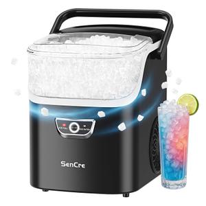Nugget Ice Maker with Handle, 40lbs/Day Countertop Ice Maker Ready in 5 Mins, Soft Sonic Ice, Auto-Cleaning Ice Makers Portable Ice Machine for Home Kitchen Office Party & Large Families