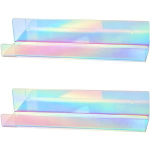 Exquisite Bathroom Shelves Iridescent Acrylic for Wall Decor, 15" Rainbow Acrylic Floating-, Wall Mounted Shelf, Book Display Wall Mounted, Display Ledge for Bedroom (Size : 2-Pack)