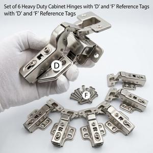 Set of 6 Heavy Duty Concealed Cabinet Hinges with Mounting Screws – European Style Soft Close Hidden Hinges for Kitchen Cabinets, Cupboards & Furniture, Labeled Parts Kit