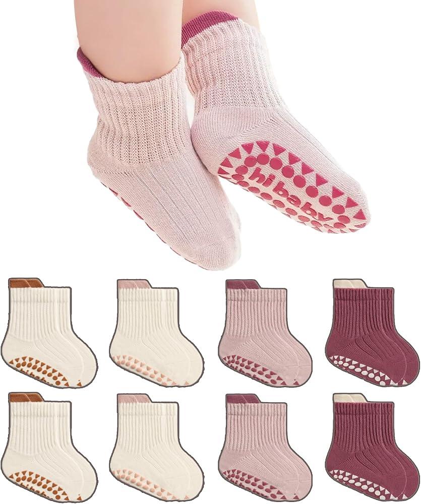 BISOUSOX Baby Girl Socks 0-6 6-12 Months, Toddler Christmas Non Slip Grippy Socks with Grips Newborn Infant 1-3T 4T 5T