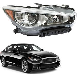 labwork Headlight Assembly Replacement for Infiniti Q50 2014-2017 w/DRL w/o AFS Right Front Lamps Passenger Side 260104HB0B