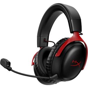 HyperX Cloud III Wireless  Gaming Headset for PC, PS5, PS4, up to 120-hour Battery, 2.4GHz Wireless, DTS Spatial Audio, 53mm Angled Drivers, Memory Foam, Durable Frame, 10mm Microphone, Black/Red (Regular)