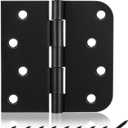 4in Black Door Hinges 6 Pack Interior and Exterior Door Hinges Black Matte 4 x 4 Inch with Square and 5/8" Radius Corner, Removable Pin, Iron Material