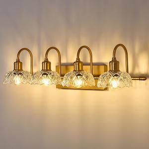 UOFUS 4-Light Gold Vanity Light Vintage Bathroom Lighting Fixtures