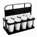Bodaon 8 Cup Drink Carrier with Handle, Plastic Cup Carriers for Drinks, Drink Holder for Car, Take Out Delivery Drivers Accessories, Portable Foldable Reusable Mobile, Use for Food Delivery Bag, (Black)