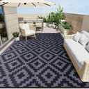 OLANLY Waterproof Outdoor Rug 9x12 ft, Outdoor Plastic Straw Rug for Camping, RV Mat Outside, Indoor Outdoor Carpet for Porch, Deck, Backyard, Balcony, Picnic, Black & Grey
