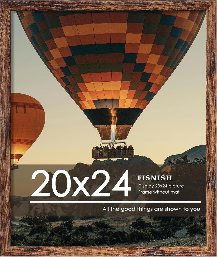20x24 Picture Frame, Brown Poster Frame, 1 Pack | for Horizontal or Vertical Wall Mounting, for Photos, Artwork; Fits Home, Office & Gallery Wall Decor