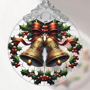 8 x Stained Glass Bell Ornament - Christmas Tree Decorations, Ornaments for Tree, Holiday Gifts