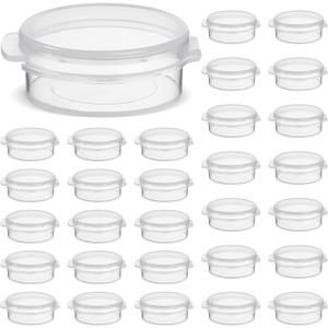 30 Pack 10g/0.34oz Clear Plastic Sample Jars with Snap Lids, Mini Travel-Size Cosmetic Containers for Cream, Skincare, Powder, Jewelry