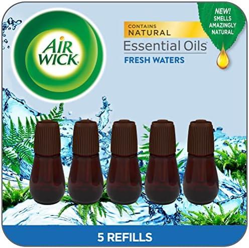 Air Wick Essential Mist Refill, 5 Count, Fresh Waters, Essential Oils Diffuser, Air Freshener