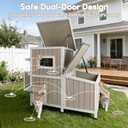 Outdoor Cat House for 2-3 Cats, 2-Story Weatherproof Wooden Cat Shelter with Feeding Station, Openable Asphalt Roof, 3 Rooms & 3 Escape Doors Gray