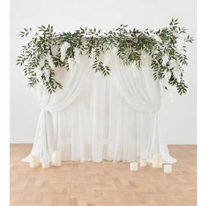 MISSPIN Wisteria Garland Hanging Flowers, 5.9 FT Full White Silk Artificial Wisteria Fake Wedding Arch Decorations Ceremony Backdrop for Wedding Home Party Indoor Outdoor Decor