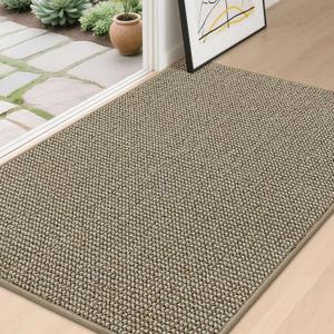 BEQHAUSE Dirt Trapper Door Mat 32" x 48", Non-Slip Washable Doormats Entrance Mat, Dirt Resistant and Absorbent Welcome Mat, Low Profile Floor Mats for Front Back Door and Entryway, Light Beige