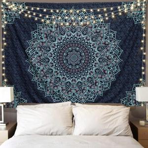 Black Blue Mandala Tapestry Wall Hanging Vintage Tapestries Aesthetic Hippie Wall Decor Bohemian Wall Art Boho Home Decoration for Bedroom, Living Room, Dorm (91"L x 71"W)