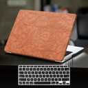 DTangLsm for MacBook Air 13 inch Case 2026 2025 2024-2022 M5 M4 M3 M2 A3449 A2681 A3113 A3240, Elegant Textured Leather Hard Case for MacBook Air M5 13.6 inch Cover+Keyboard Skin,Brown Embossed Floral