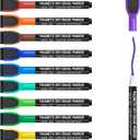 Maxtek Magnetic Whiteboard Markers - 12 Count Colorful Fine Tip Dry Erase Markers with Eraser for Kids, Low Odor Thin Markers for Calendar Boards