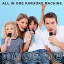 Kids Mini Karaoke Machine for Boys Girls, Cute Little & Portable Bluetooth Speaker with 2 Wireless Microphone, Home Party, Birthday Gifts for Boys 4 5 6 7 8 9 10 11 12+ Year Old Teen Toys. (Blue)