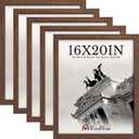 16x20 Picture Frame 5 Pack, Brown Solid Wood Poster Frame for Wall