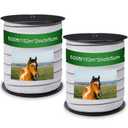 2 Pcs Poly Tapes for Electric Fence Horse Fence Tape Wire, 500 Feet(152.40m) Length Tape for Electric Fence, 2 Inch Wide(50.8mm) Fencing Tape for Livestock(White)