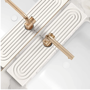 Large Faucet Mat for Kitchen Sink  Stone Drying Mat for Kitchen Counter, Diatomite Fast Drying Stone Sink Tray, Super Absorbent, Stylish Decor and Protector for Bathroom (Light Grey, 23.6" x 5.5")