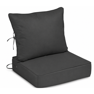 22x22 Outdoor Chair Cushions, Waterproof Deep Seat Cushions for Patio Furniture with Removable Cover, Fade Resistant 4'' Outdoor Seat Cushion w/Ties&Handle for Sofa Loveseat, Black, 1 Set